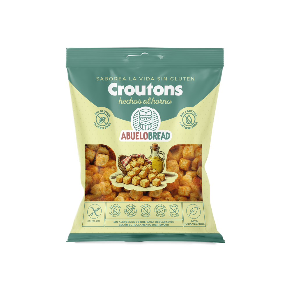 Croutons Cubitos de Pan Horneados - 70 grs. Sin gluten - AbueloBread