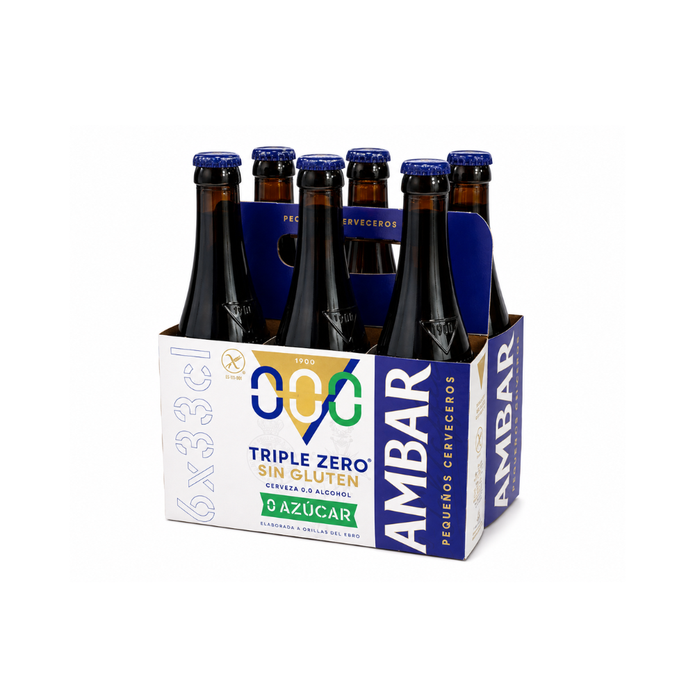 Pack Botellin Triple Zero 6x33CL - Sin Gluten - Ambar